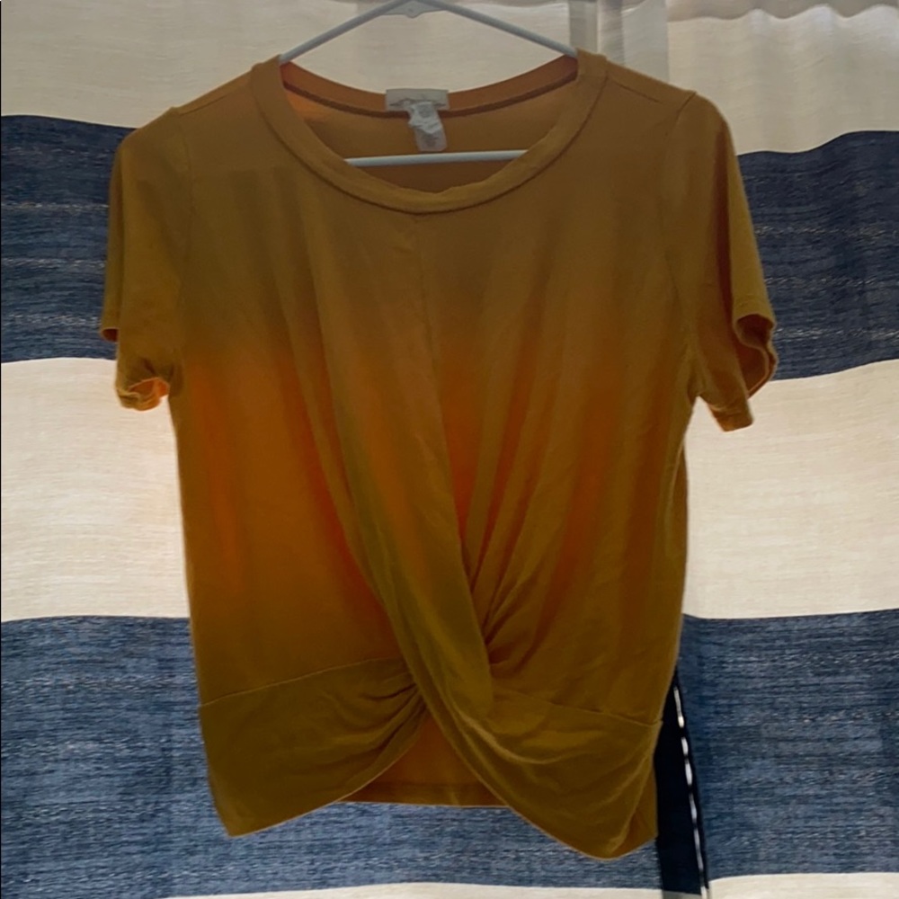 Golden Yellow “Knotted” Front Tee